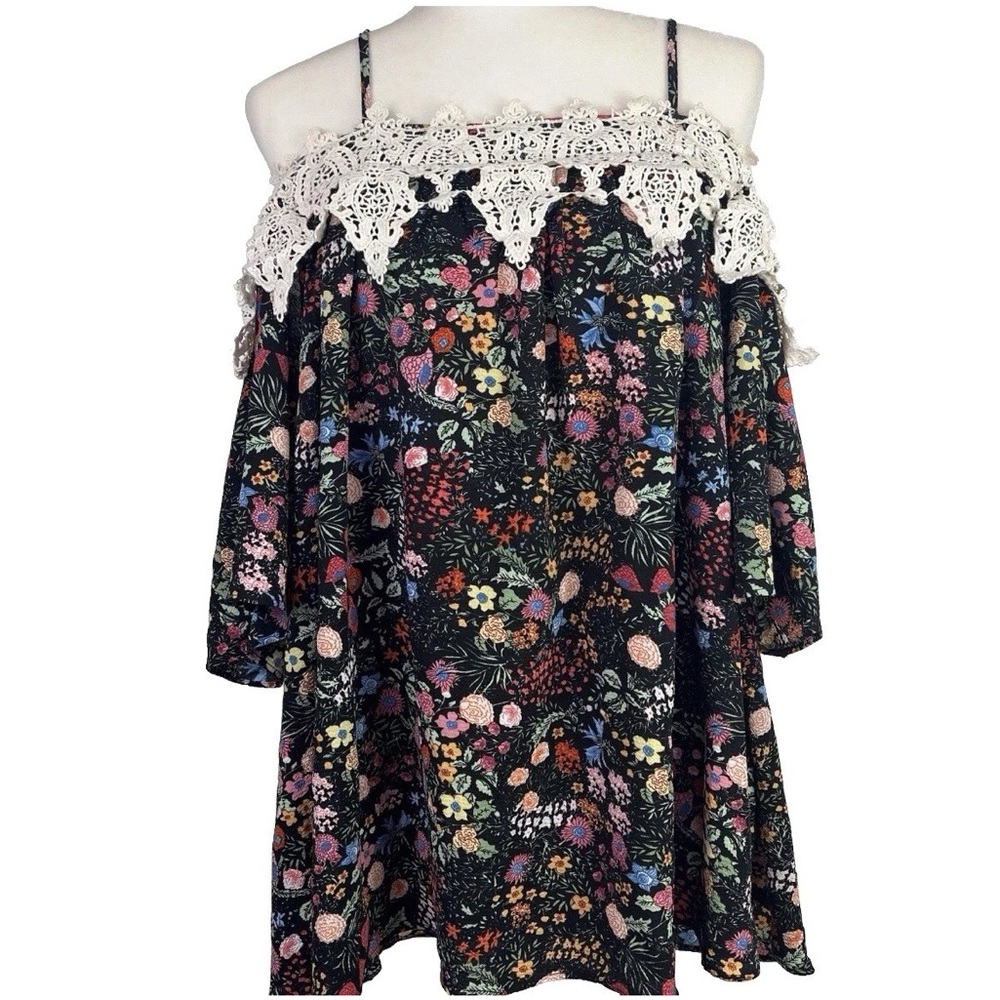 Easel Anthropologie Women's Floral Blouse Boho Off The Shoulder Top Size Large